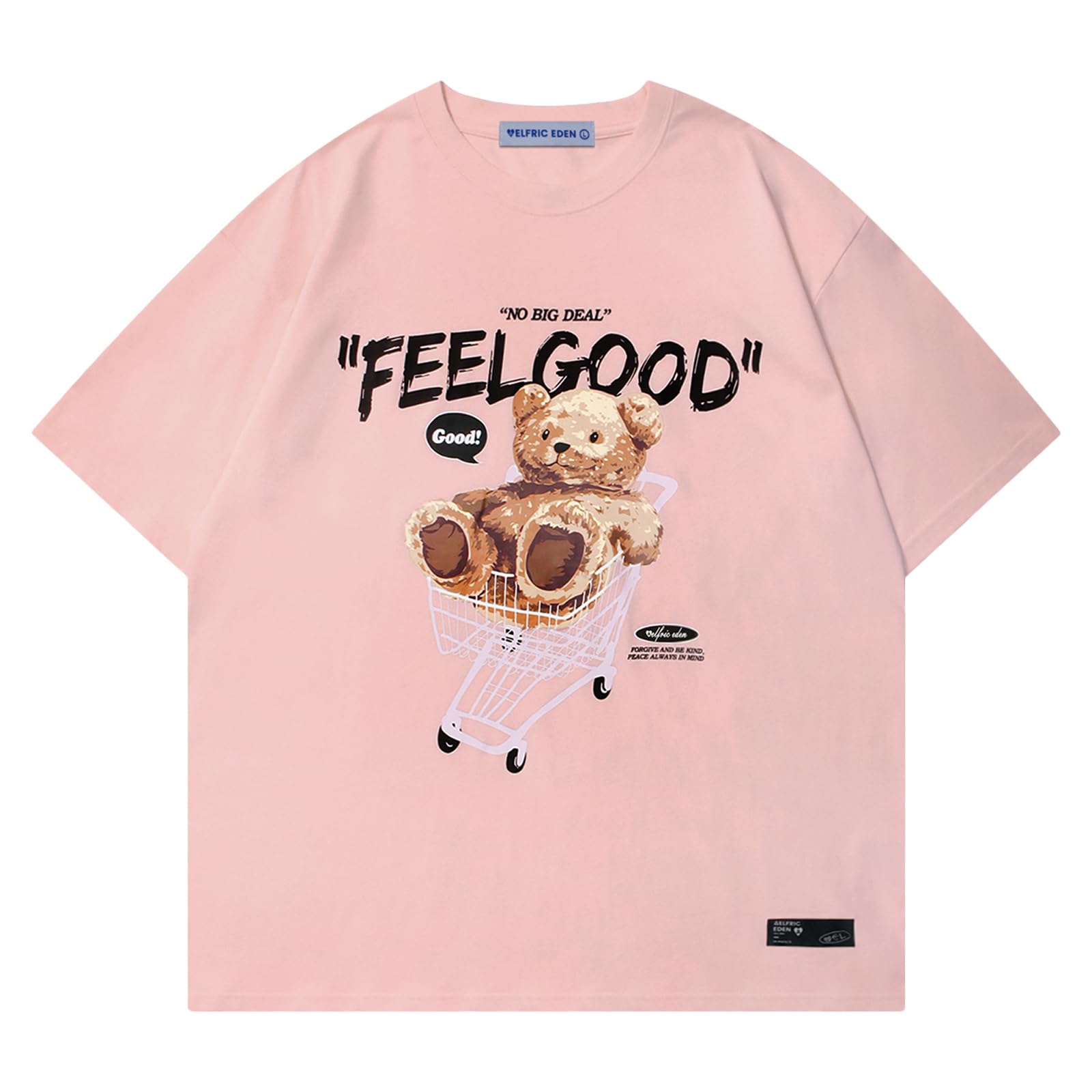 Aelfric Eden Mens Oversized Bear Graphic Tees Streetwear Casual Summer Tops T-Shirt Unisex