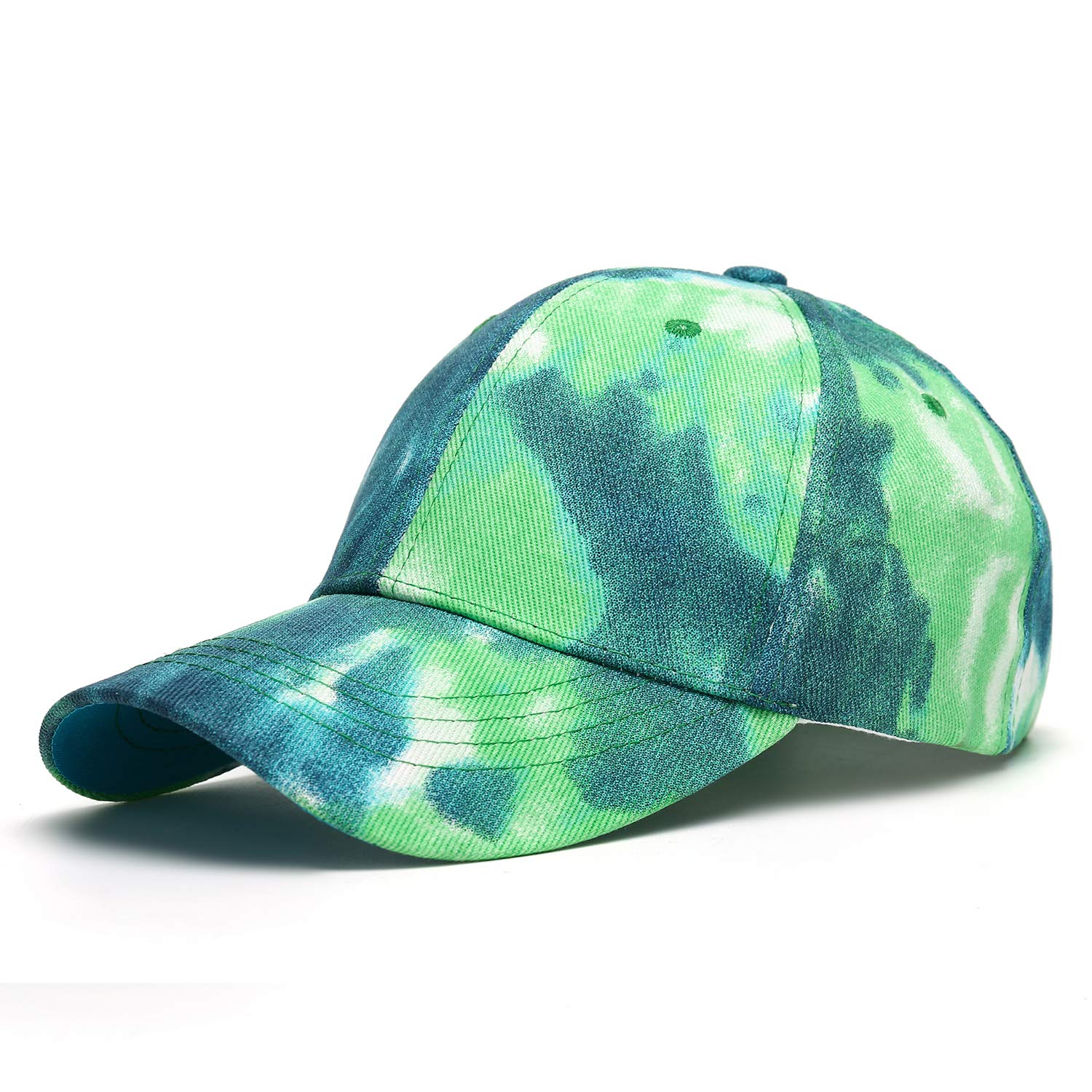 BEARUN Cotton Tie Dye Low Profile Cap Hiphop Baseball Cap Fashion Dad Hat Blue Green