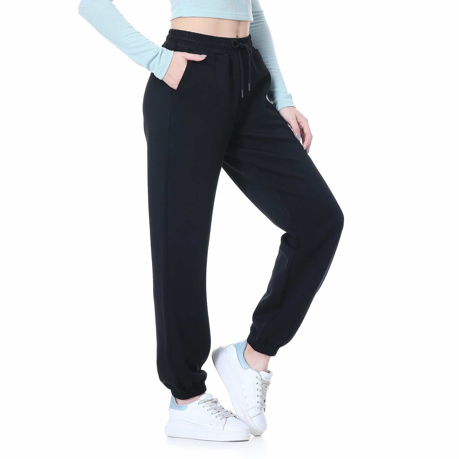 SPACEVIKING Womens Sweatpants Fleece Lined Joggers for Women Black S