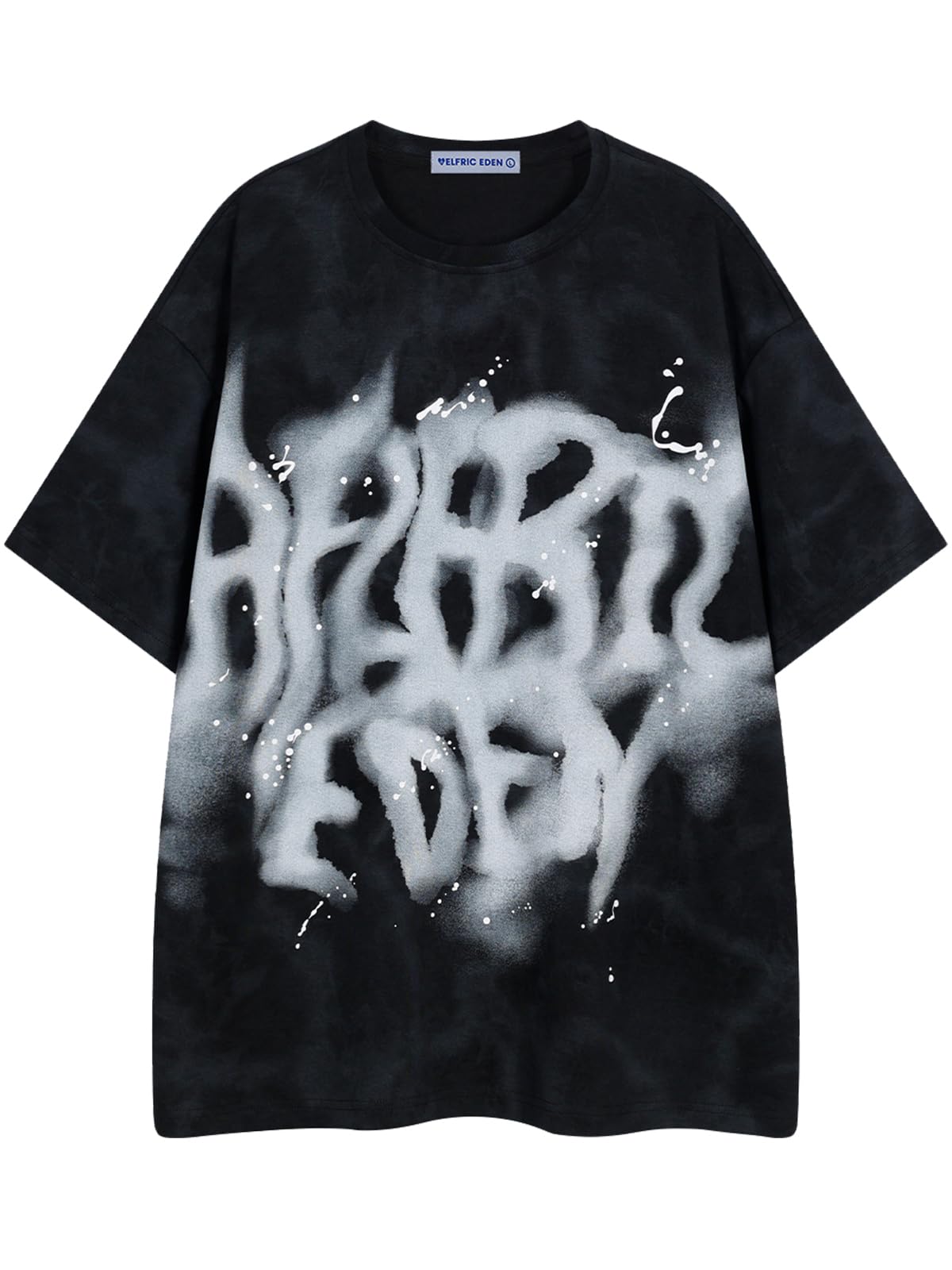 Aelfric Eden Mens Graphic Tee Shirts Oversized Baggy Loose Cotton T-Shirt Streetwear Casual Summer Y2k Shirt Black