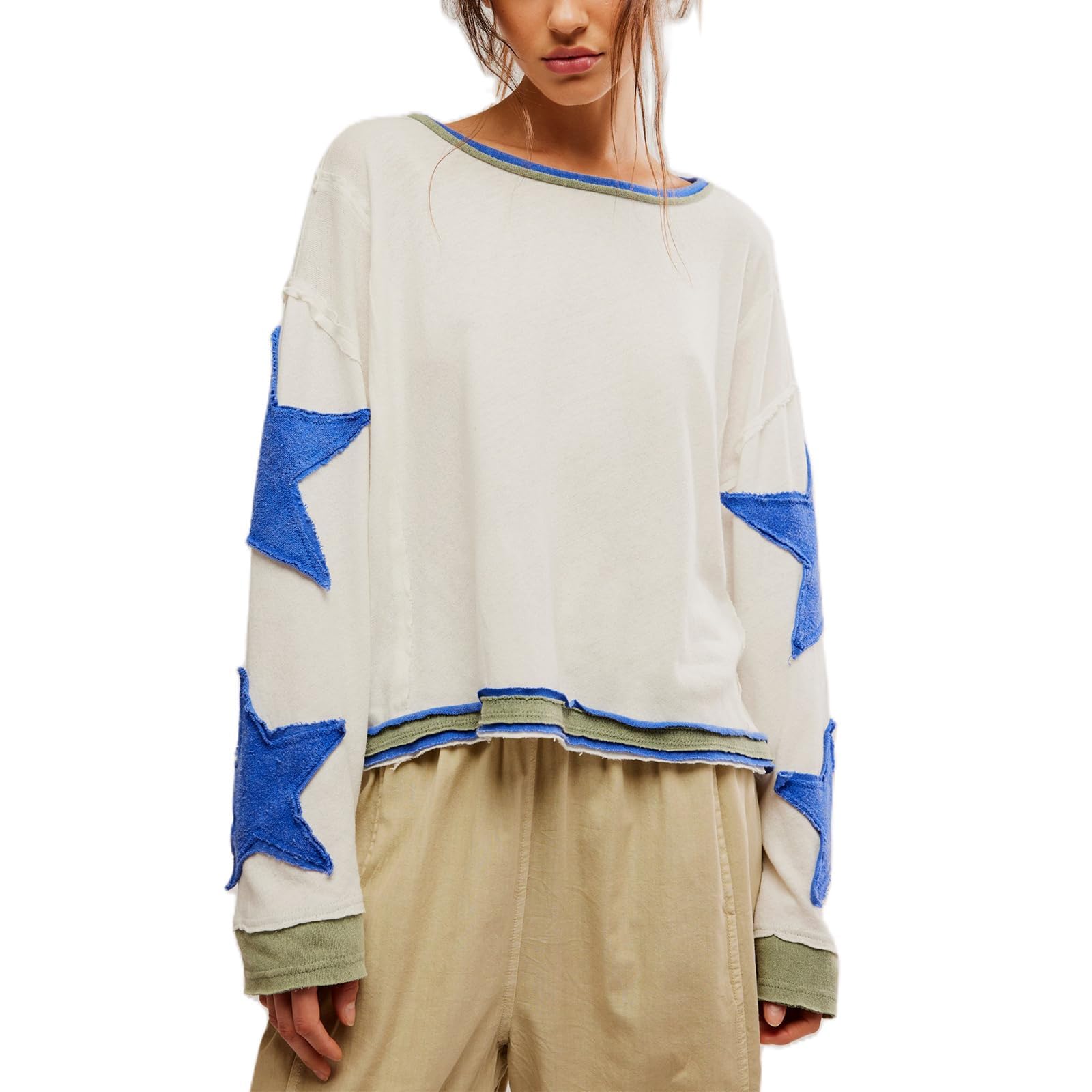 Asadovce Women Oversized Graphic Sweatshirt Y2k Long Sleeve Vintage Crewneck Shirt Top Drop Shoulder Sweater Pullover