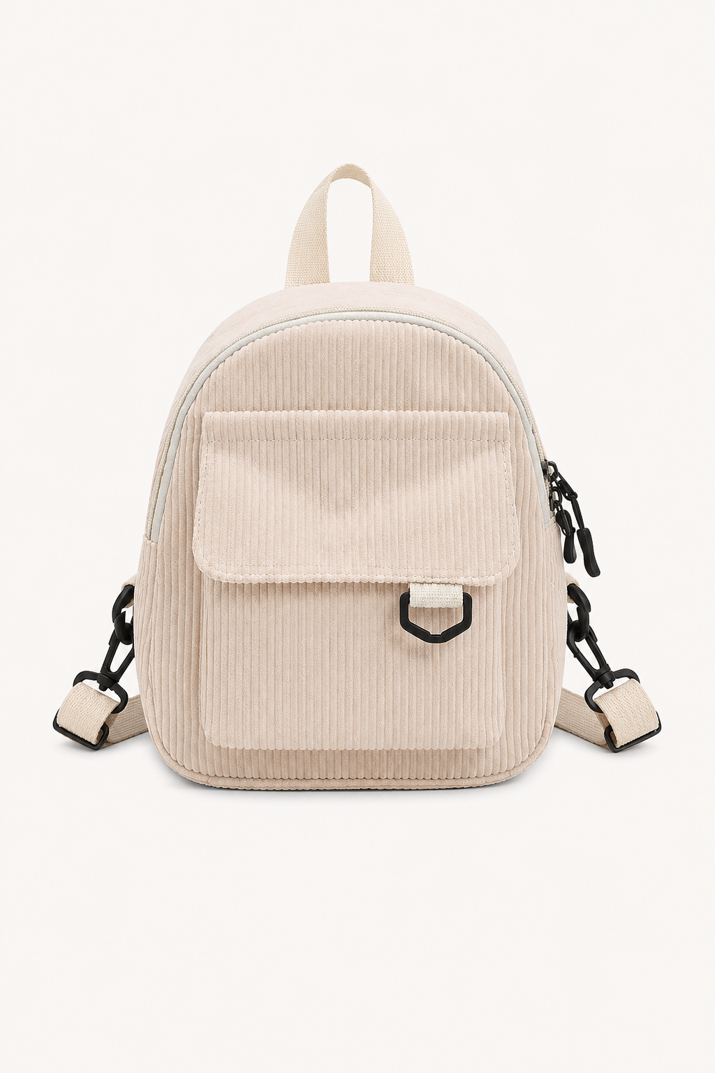 Cute Corduroy Backpack With Small Cosmetic Bag