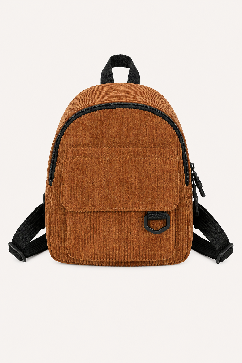 Cute Corduroy Backpack With Small Cosmetic Bag